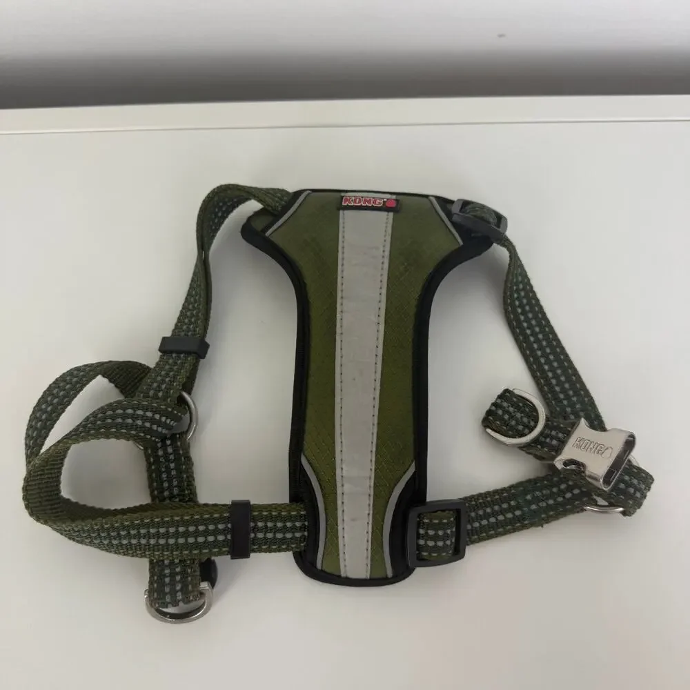 KONG Dog Pet Comfort Training Walking Reflective Padded Harness Olive Green